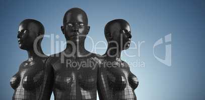 Composite image of close-up of black 3d woman