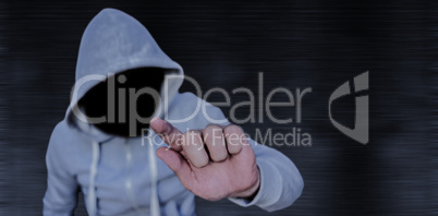 Composite image of robber touhing glass