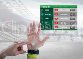 Hand counting with a Betting App Interface stadium