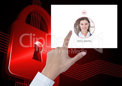 Hand Touching Identity Verify security App Interface