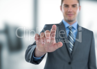 Businessman touching futuristic screen