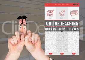 Finger graduate characters and an Online teaching App Interface