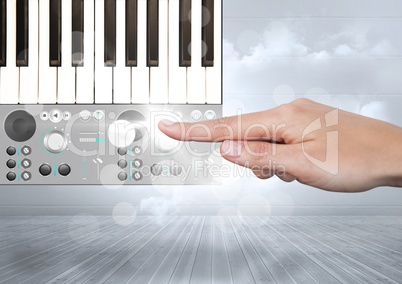 Hand Touching Sound Music and Audio production engineering App Interface