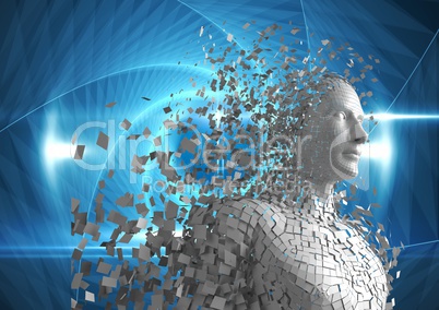 Digitally generated image of 3d human over blue background