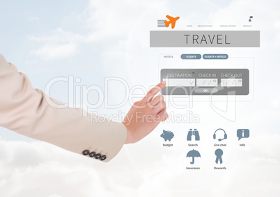 Hand Touching Holiday travel break App Interface