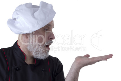 Bearded senior man cook
