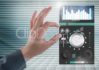 Hand Touching Sound Music and Audio production engineering equalizer App Interface