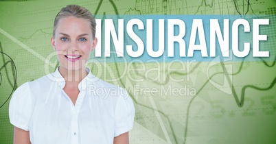 Smiling businesswoman against insurance text