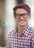 Portrait of happy male hipster wearing eyeglasses