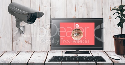Security camera watching laptop identity App Interface