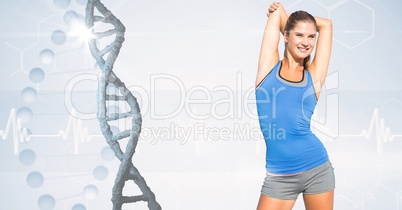 Fit woman in sportswear by DNA structure
