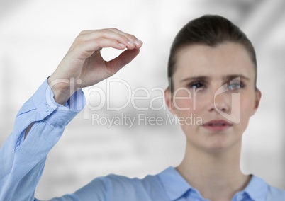 Businesswoman gesturing while looking away