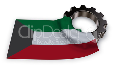 gear wheel and flag of kuwait - 3d rendering