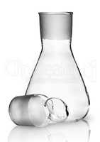 Laboratory flask with ground glass stopper near
