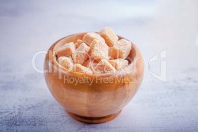 Sugar cubes on a white background