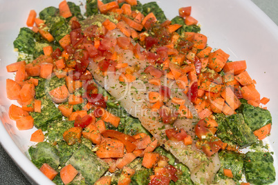 Gesunde Lebensmittel, Zusammenstellung Fisch mit Gemüse
