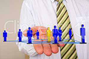 Businessman holding network