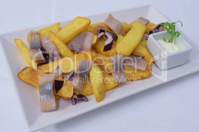Fish and chips, Pommes mit Matjes
