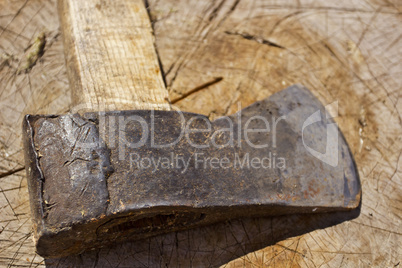 Old rusty ax