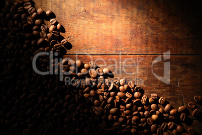 Coffee Beans On Wood