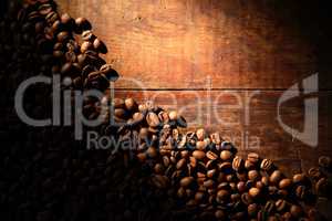 Coffee Beans On Wood