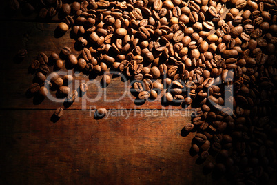 Coffee Beans On Wood