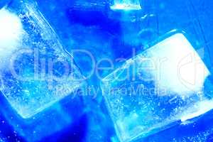 Ice Cubes On Blue