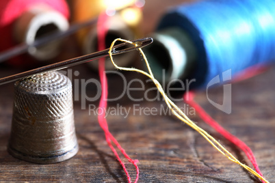 Sewing Set On Wood