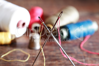 Sewing Set On Wood