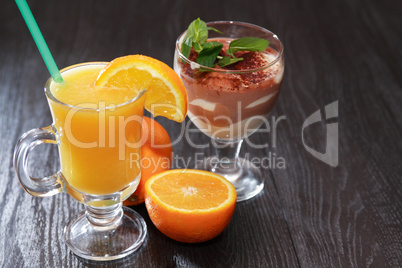 Cheese Mousse And Orange Juice