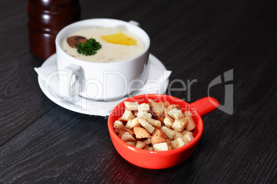 Mushroom Soup In Bowl