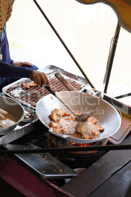 Asian Food Cooking On Boat