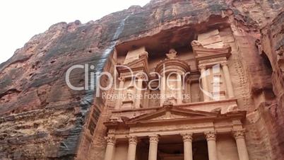 Facade of Treasury in Petra, Jordan.