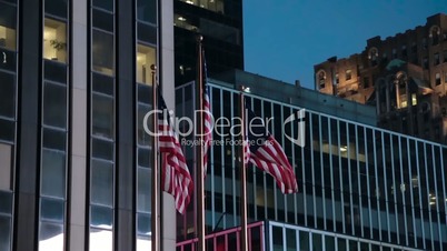 American Flags in the evening in New York.