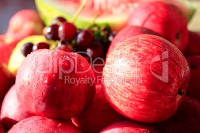very tasty and ripe apples and grape