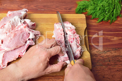 Fresh pork on the chopping board