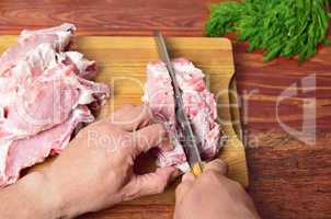 Fresh pork on the chopping board