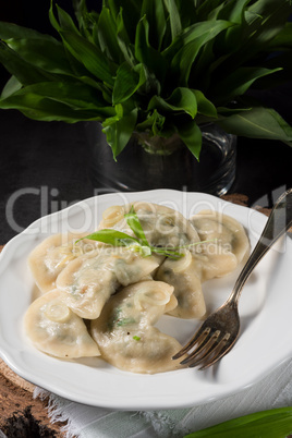 pierogi with wild garlic filling