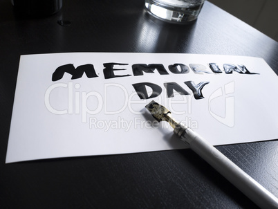 Memorial day calligraphy and lettering post card. Perspective view.