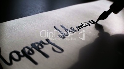 Happy Memorial day calligraphy and lettering post card and sunlight. Extremely close-up.