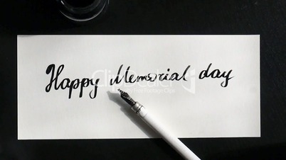 Happy Memorial day calligraphy and lettering post card. Top view.