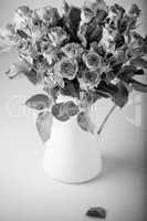 Bouquet of roses, black and white