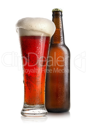 Red beer and bottle Red beer and bottle