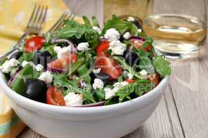 Greek salad with arugula