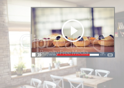 Cafe Baking cakes video player App Interface