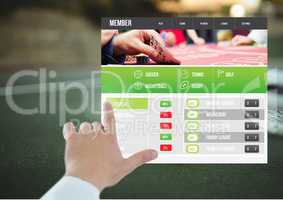 Hand touching a Betting App Interface tennis