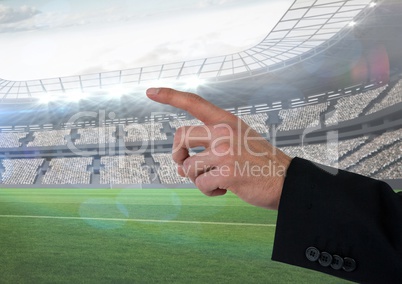 Hand pointing in stadium of manager