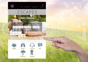 Hand Touching Escape holiday break App Interface