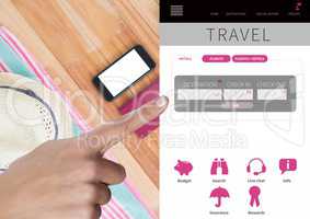 Hand Touching Travel Holiday break App Interface