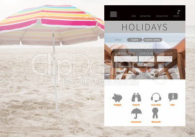Holiday break App Interface on beach